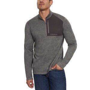 G.H. Bass Men's Quarter Zip Fleece Top, Gray, Small